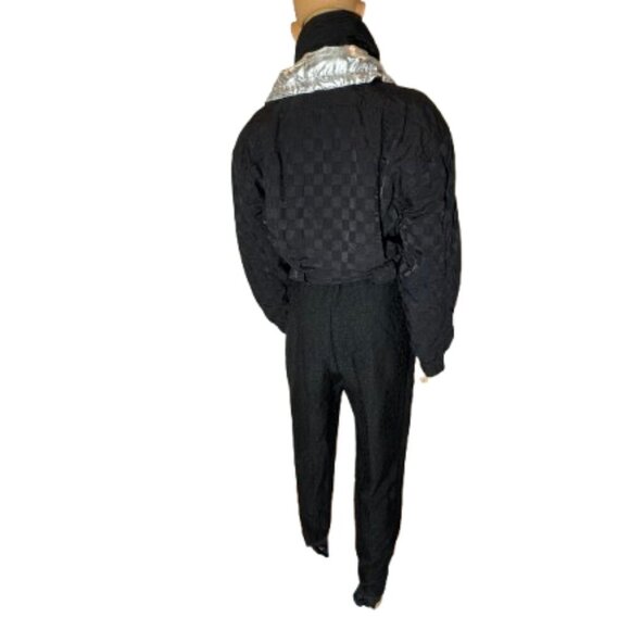 Vintage HEAD Sportswear One Piece Black and Silver Ski Suit - Size 10 Petite - Picture 2 of 16